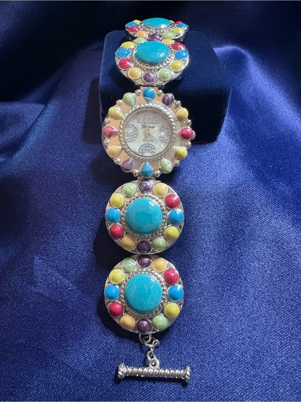 Watch Geneva Multi-Color Resin Bracelet  Southwestern Inspired Toggle Clasp